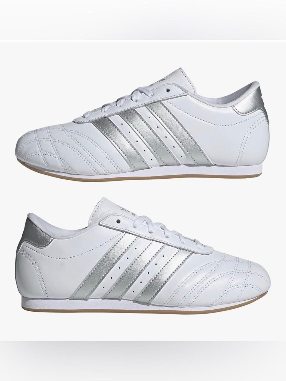adidas White Sneakers with Silver Stripes